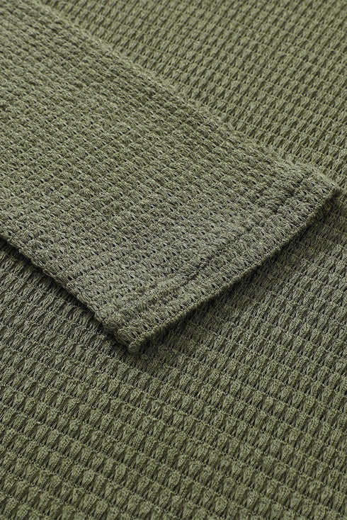 Long Sleeve Textured Waffle Knit Tunic Top
