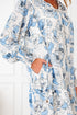 Long Sleeve Tie Neck Flowy Mini Floral Dress