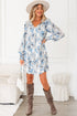 Long Sleeve Tie Neck Flowy Mini Floral Dress
