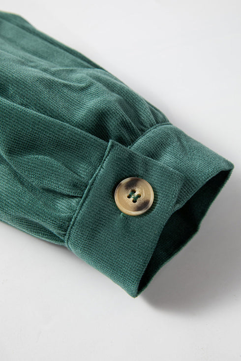 Long Sleeve Tiered Corduroy Button Down Shirt