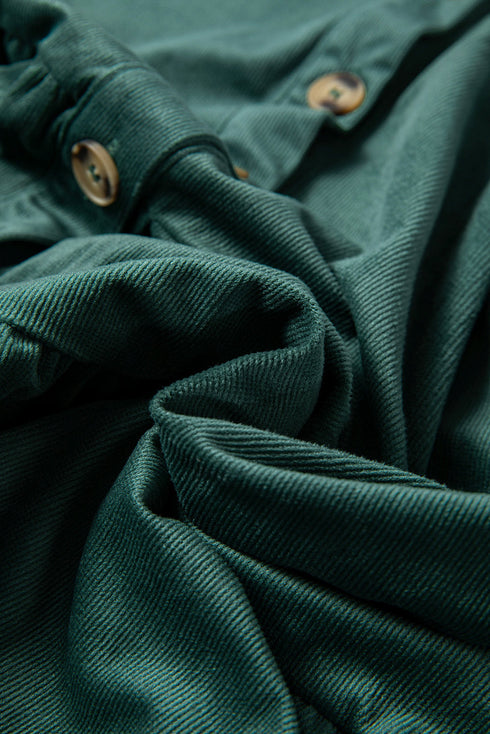 Long Sleeve Tiered Corduroy Button Down Shirt