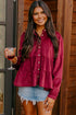 Long Sleeve Tiered Corduroy Button Down Shirt