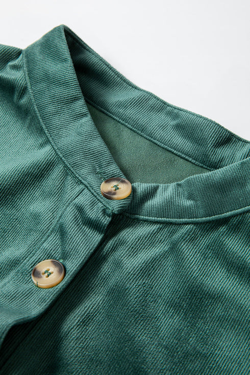 Long Sleeve Tiered Corduroy Button Down Shirt