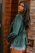 Long Sleeve Tiered Corduroy Button Down Shirt