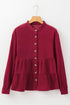 Long Sleeve Tiered Corduroy Button Down Shirt