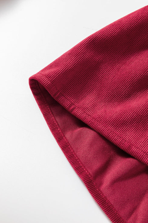 Long Sleeve Tiered Corduroy Button Down Shirt