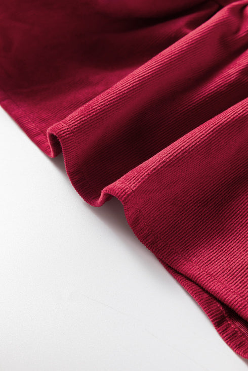 Long Sleeve Tiered Corduroy Button Down Shirt