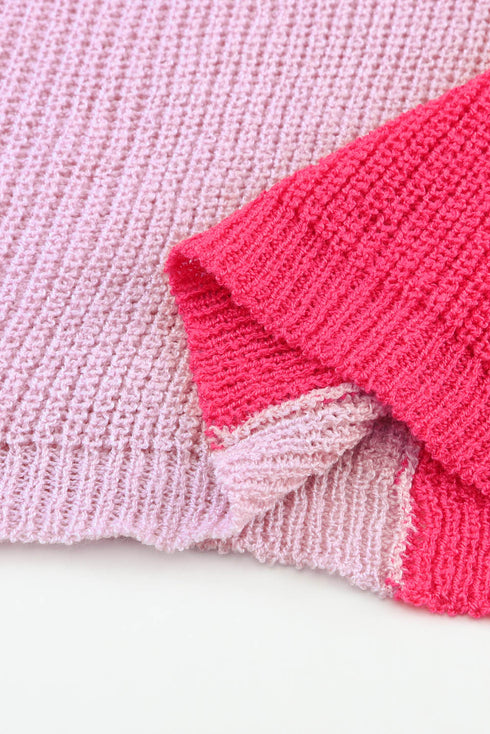 Long Sleeve V-Neck Colorblock Sweater