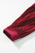 Long Sleeve Velvet Button Front Tiered Midi Dress