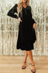 Long Sleeve Velvet Button Front Tiered Midi Dress