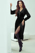 Long Sleeve Velvet Button Front Tiered Midi Dress