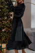 Long Sleeve Velvet Button Front Tiered Midi Dress