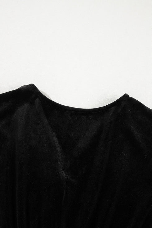 Long Sleeve Velvet Button Front Tiered Midi Dress