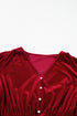 Long Sleeve Velvet Button Front Tiered Midi Dress