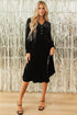 Long Sleeve Velvet Button Front Tiered Midi Dress