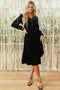Long Sleeve Velvet Button Front Tiered Midi Dress