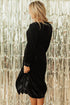 Long Sleeve Velvet Button Front Tiered Midi Dress