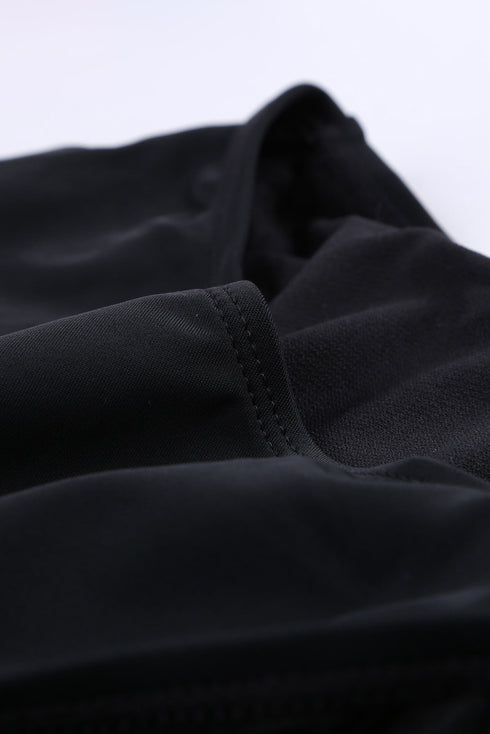 Long Sleeve Zip Front Abstract Print Surf Swimsuit