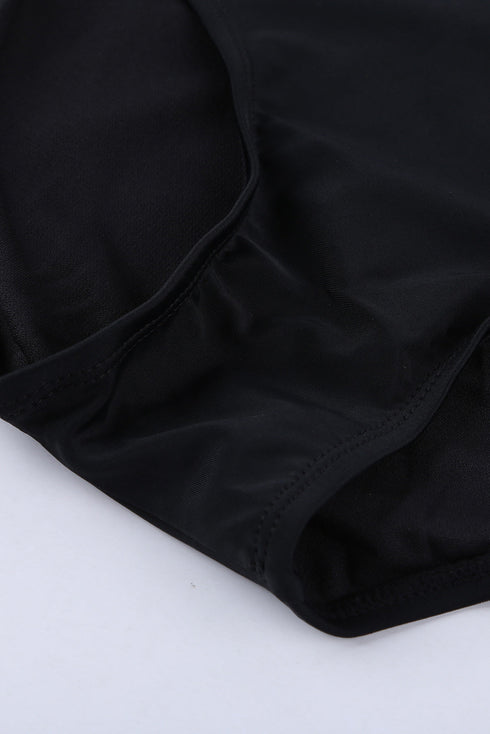 Long Sleeve Zip Front Abstract Print Surf Swimsuit