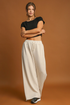 Loop Drawstring Elastic Waistband Relaxed Wide Leg Pants