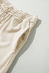 Loop Drawstring Elastic Waistband Relaxed Wide Leg Pants