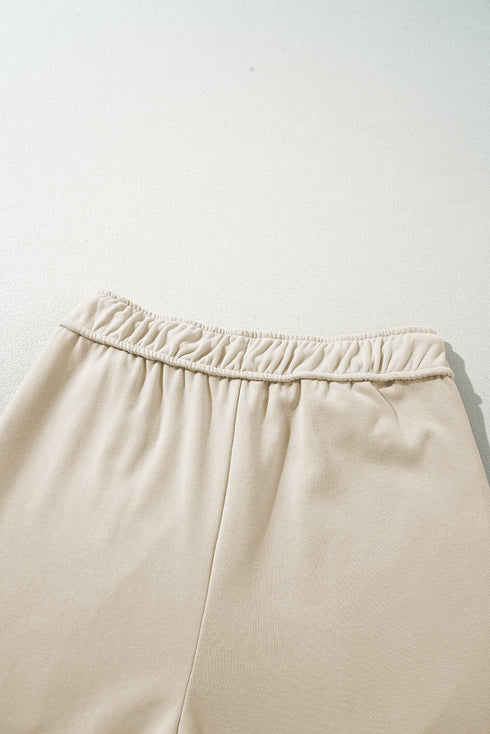 Loop Drawstring Elastic Waistband Relaxed Wide Leg Pants