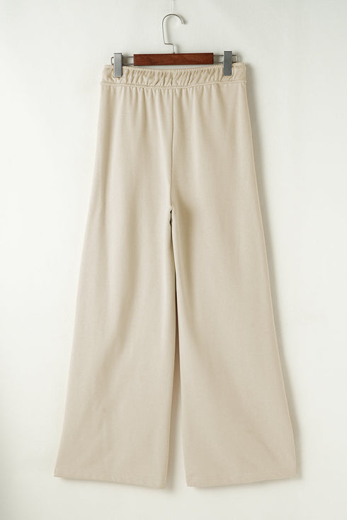 Loop Drawstring Elastic Waistband Relaxed Wide Leg Pants