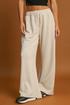 Loop Drawstring Elastic Waistband Relaxed Wide Leg Pants