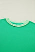 Loose Corded Ribbed Twist Front Uneven Hem T Shirt