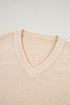 Loose Eyelet V Neck Drop Shoulder Sweater
