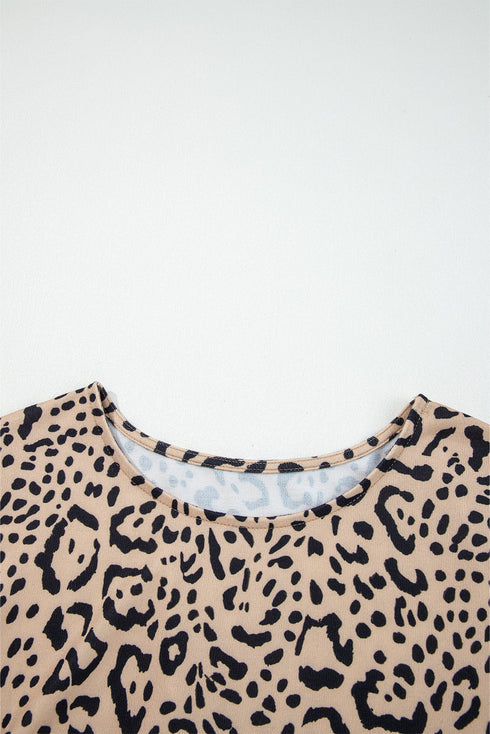 Loose Fit Batwing Sleeve Leopard Print Top