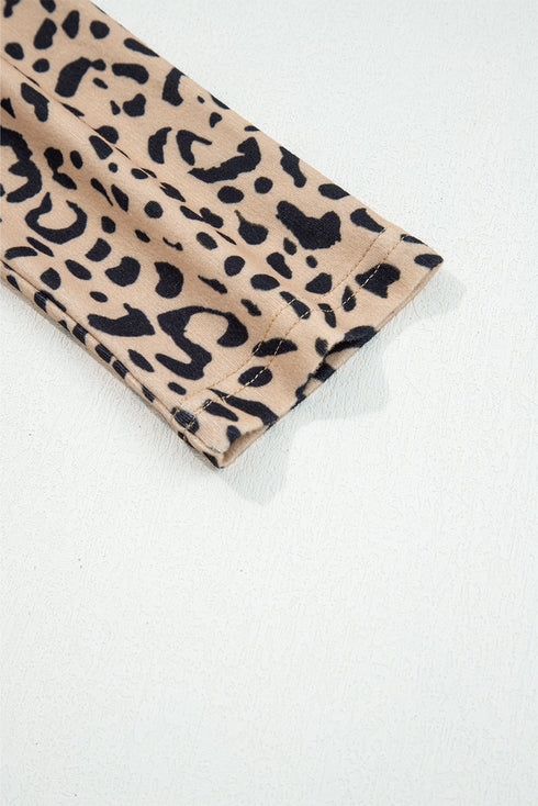 Loose Fit Batwing Sleeve Leopard Print Top