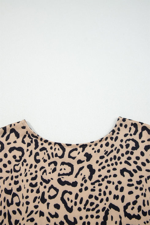 Loose Fit Batwing Sleeve Leopard Print Top