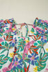 Loose Fit Botanical Print Square Neck Puff Sleeve Blouse