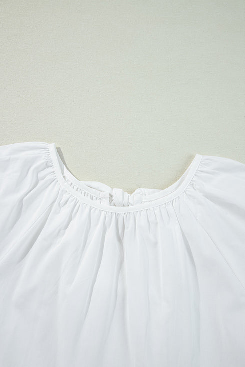 Loose Fit Cotton Cutout Back Bow Blouse