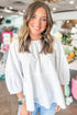 Loose Fit Cotton Cutout Back Bow Blouse
