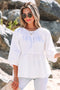 Loose Fit Cotton Cutout Back Bow Blouse
