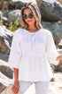 Loose Fit Cotton Cutout Back Bow Blouse