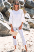 Loose Fit Cotton Cutout Back Bow Blouse