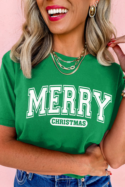 Loose Fit Festive Letter Graphic Short Sleeve Shirt