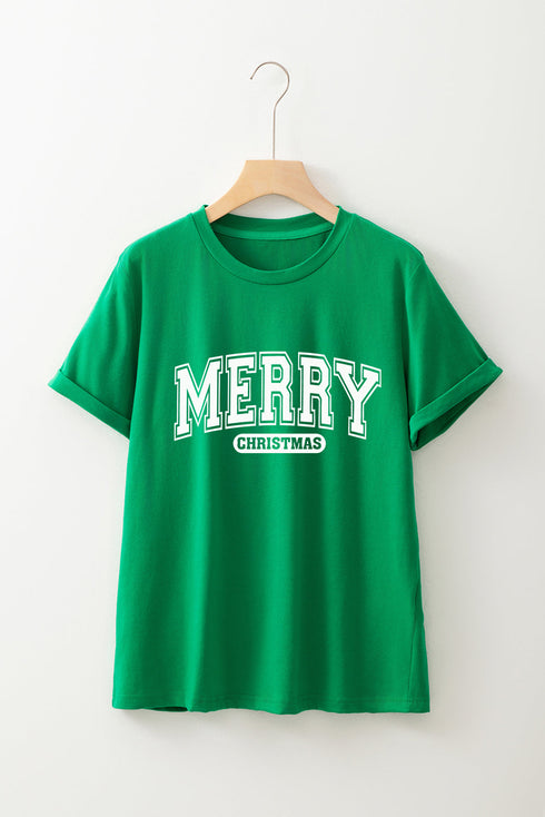 Loose Fit Festive Letter Graphic Short Sleeve Shirt