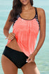 Loose Fit Geometric Trim Flowy Tankini Top