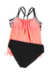 Loose Fit Geometric Trim Flowy Tankini Top