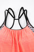 Loose Fit Geometric Trim Flowy Tankini Top