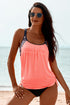 Loose Fit Geometric Trim Flowy Tankini Top