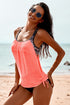 Loose Fit Geometric Trim Flowy Tankini Top