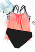 Loose Fit Geometric Trim Flowy Tankini Top