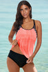 Loose Fit Geometric Trim Flowy Tankini Top