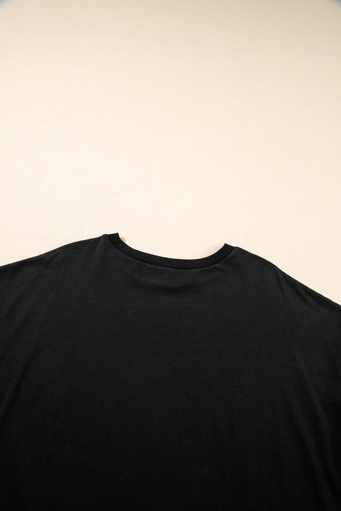 Loose Fit Half Sleeve High Low Hem Cotton T Shirt