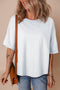 Loose Fit Half Sleeve High Low Hem Cotton T Shirt